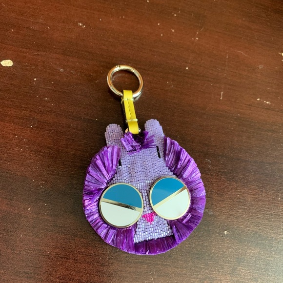 Authentic Kate Spade New York Spademals Key Fob Raffia Bunny Leather Keychain - Picture 5 of 10